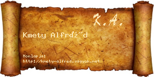 Kmety Alfréd névjegykártya